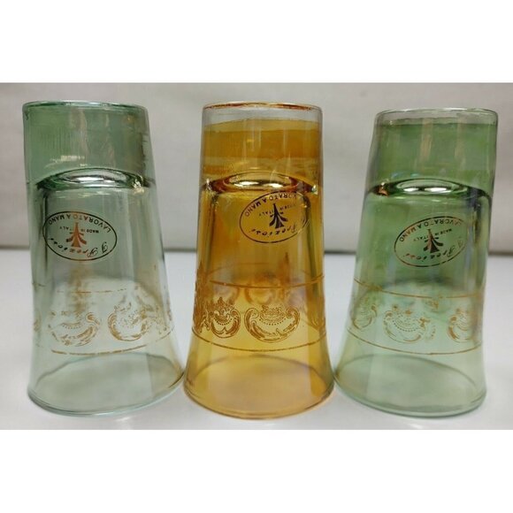 Lot Of 3 J. Preziosi Lavorato A Mano Orange Green Italian Art Shot Glasses VTG - Picture 2 of 11